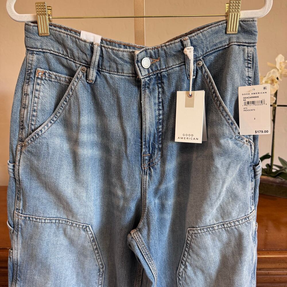 Good American Good Ease Mid-Rise Relaxed Carpenter Jeans NWT Size 2/26 - Picture 3 of 9